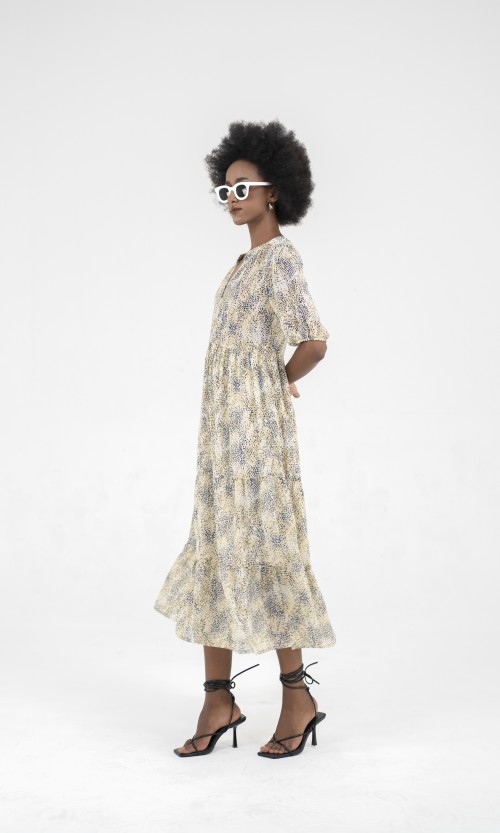 SIXDO Floral Woven Midi Dress